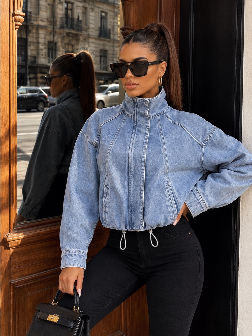 Washed Denim cropped Jacket